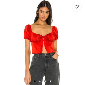 Superdown Lesley Tie Front Top in Red XS